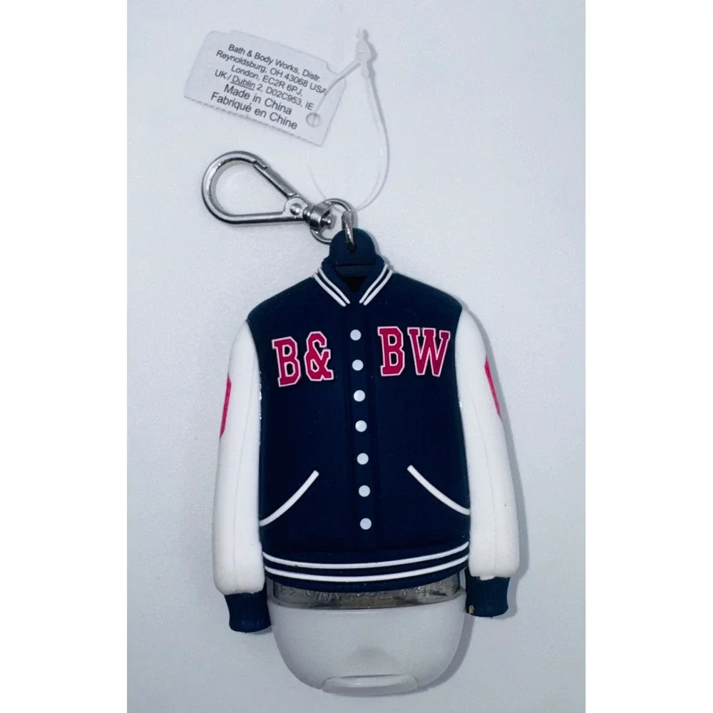 Bath & Body Works Varsity Jacket PocketBac Hand Sanitizer Holder Blue White Pink
